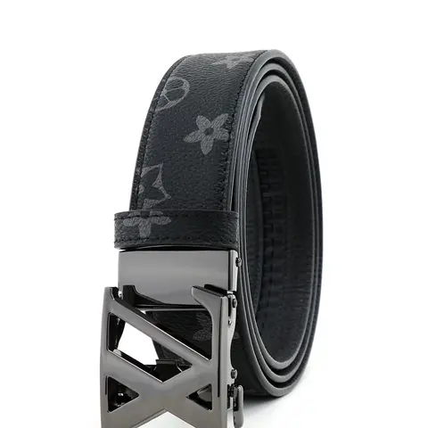 2026 New High-Quality Business Print Belt, Elegant Automatic Buckle Leather Belt, Versatile for Suits and Jeans