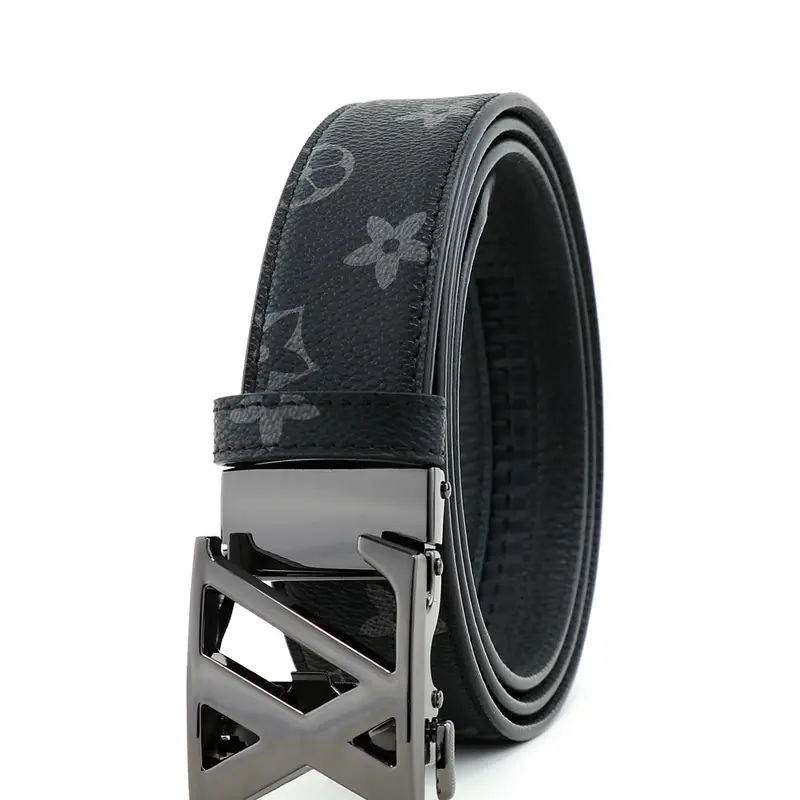 2026 New High-Quality Business Print Belt, Elegant Automatic Buckle Leather Belt, Versatile for Suits and Jeans
