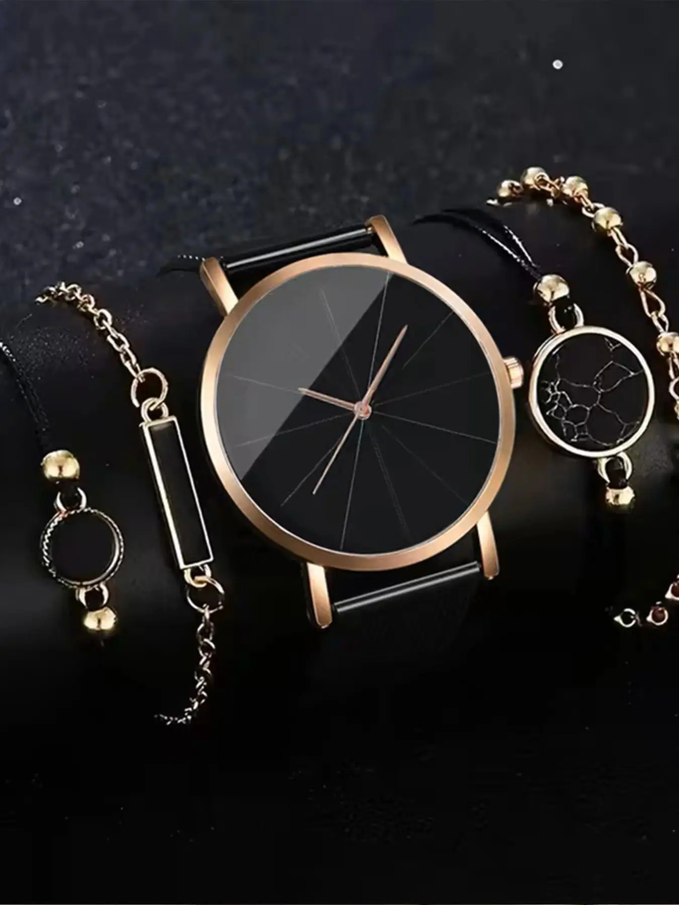Women's Quartz Analog Watch Set, Rose Gold Alloy Fashion Round Dial, Magnetic Mesh Strap, Birthday Gift, Festival Gift, Summer Essential