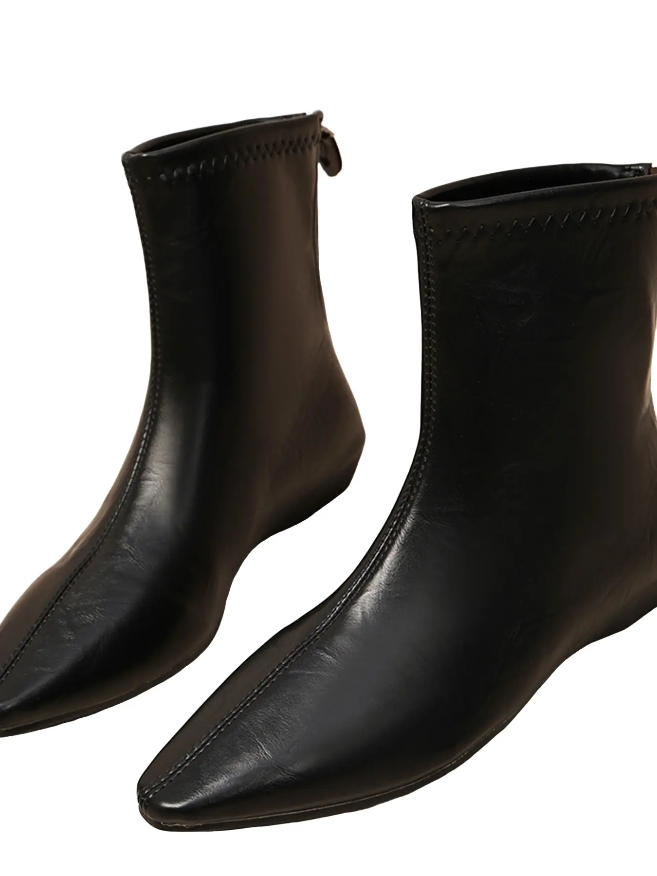 Elegant Pointed Toe Flat Short Boots, Zipper Back Elastic Slim Fit, Versatile Fall Winter Ankle Shoes for Daily Commute