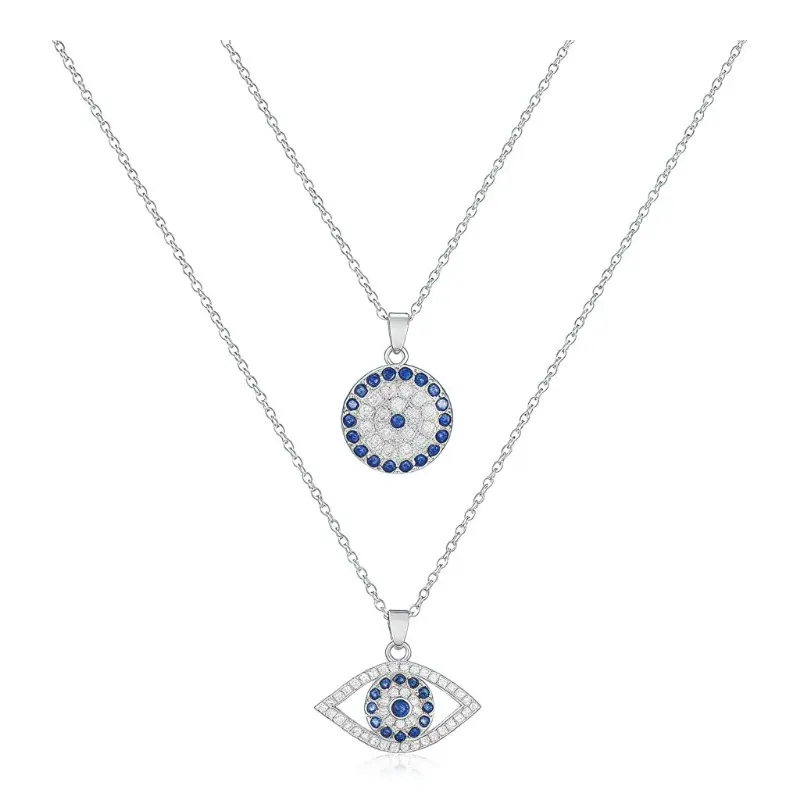 Evil Eye Pendant Necklace for Women, Trendy Asymmetric  Zinc Alloy Charm with Diamond Inlay,  for Casual Daily Wear,  Circumference, Asymmetric  Shape, Choker, Cultural Meaning, Elegant, Adjustable Circumference, Copper, Minimalist, Ever, Asymmetric Geome
