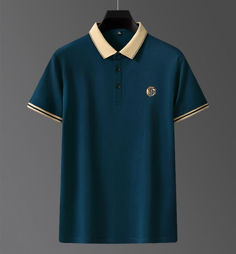 Men's Summer New In-Stock Solid Color Straight Fit Lapel Short Sleeve Business Fashion Daily Wear Polo Shirt