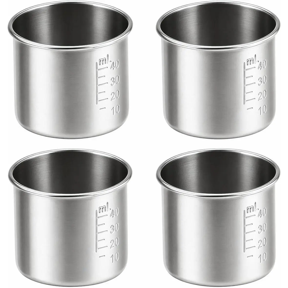 4Pcs Stainless Steel Graduated Medicine Cups: 1.35oz(40ml) Portable Reusable Measuring Cups for Pills and Liquid Medication, Home and Lab