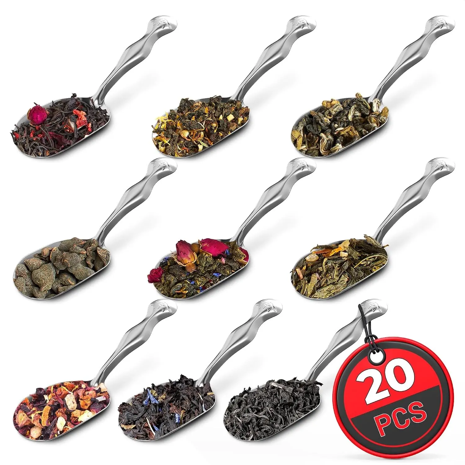 20 Pcs Small Scoops for Canisters Mini Scoops for Candy, 5.8" Length Stainless Steel Small Food Scoopers for Kitchen, Multipurpose for Cocoa, Coffee, Ice Cream, Parties & Home Use, Easy to Clean