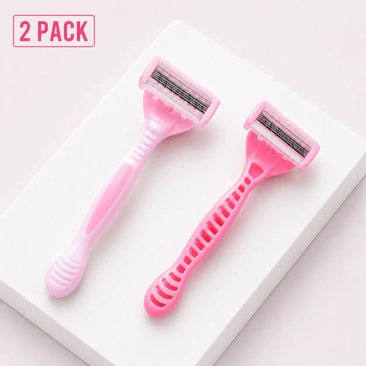 2 Pack Razors for Women Sensitive Skin, 6-Blade Women’s Shaving Razor with Aloe Gel Strip, 30° Pivoting Head & Ergonomic Grip