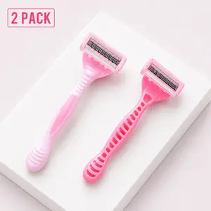 2 Pack Razors for Women Sensitive Skin, 6-Blade Women’s Shaving Razor with Aloe Gel Strip, 30° Pivoting Head & Ergonomic Grip