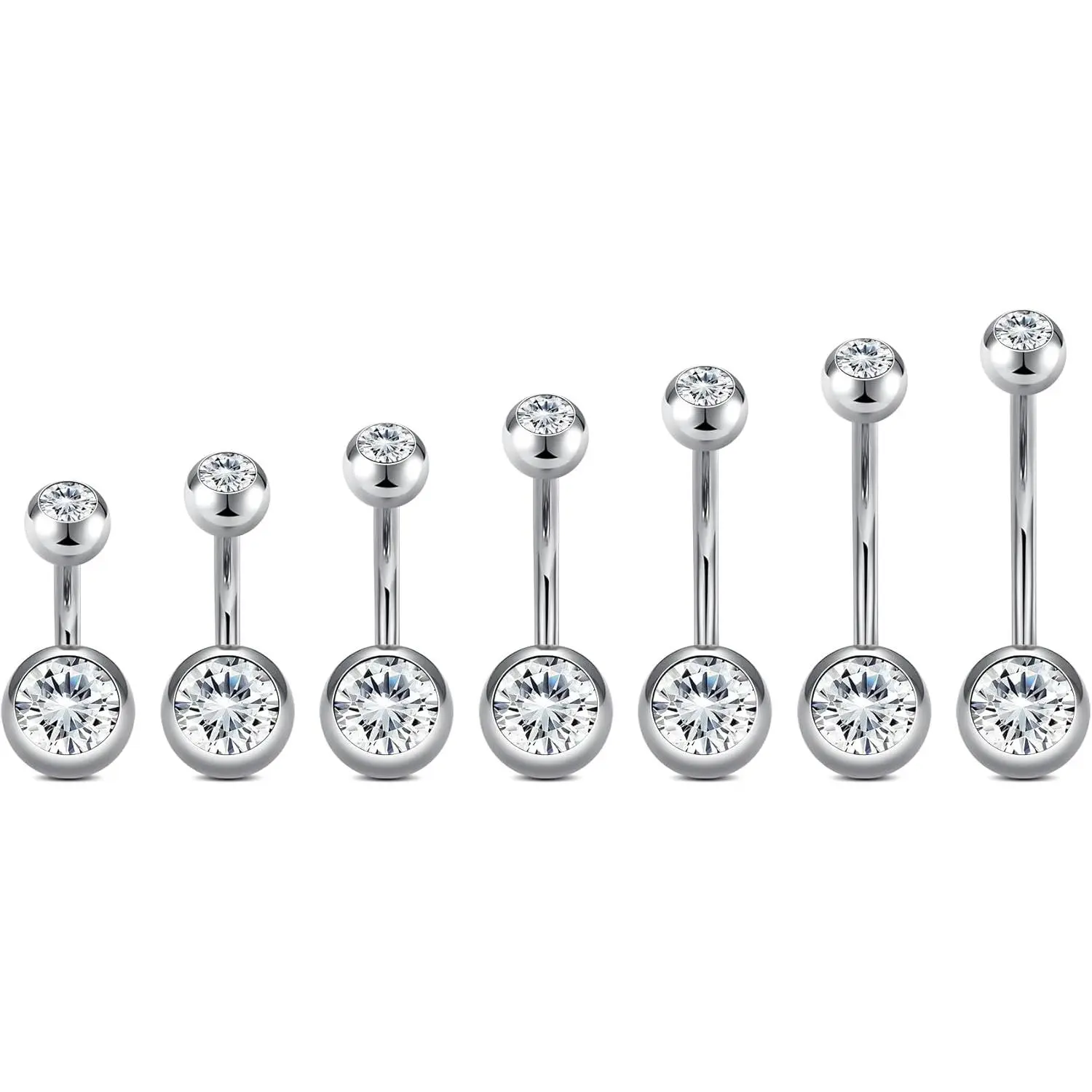 VCMART 14g Belly Button Ring Belly Button Piercing Belly Rings Surgical Steel Belly Button Rings 6mm 8mm 10mm 12mm 14mm 16mm 18mm Short Long Bar Belly Piercing Jewelry for Women Silver