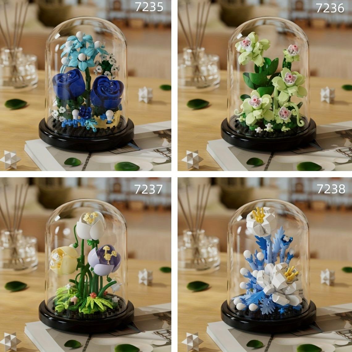 DIY Flower Building Blocks Set - Romantic Proposal Decor, Desktop Ornament & Puzzle Toy, Perfect Birthday Gift Ramadan Mubarak