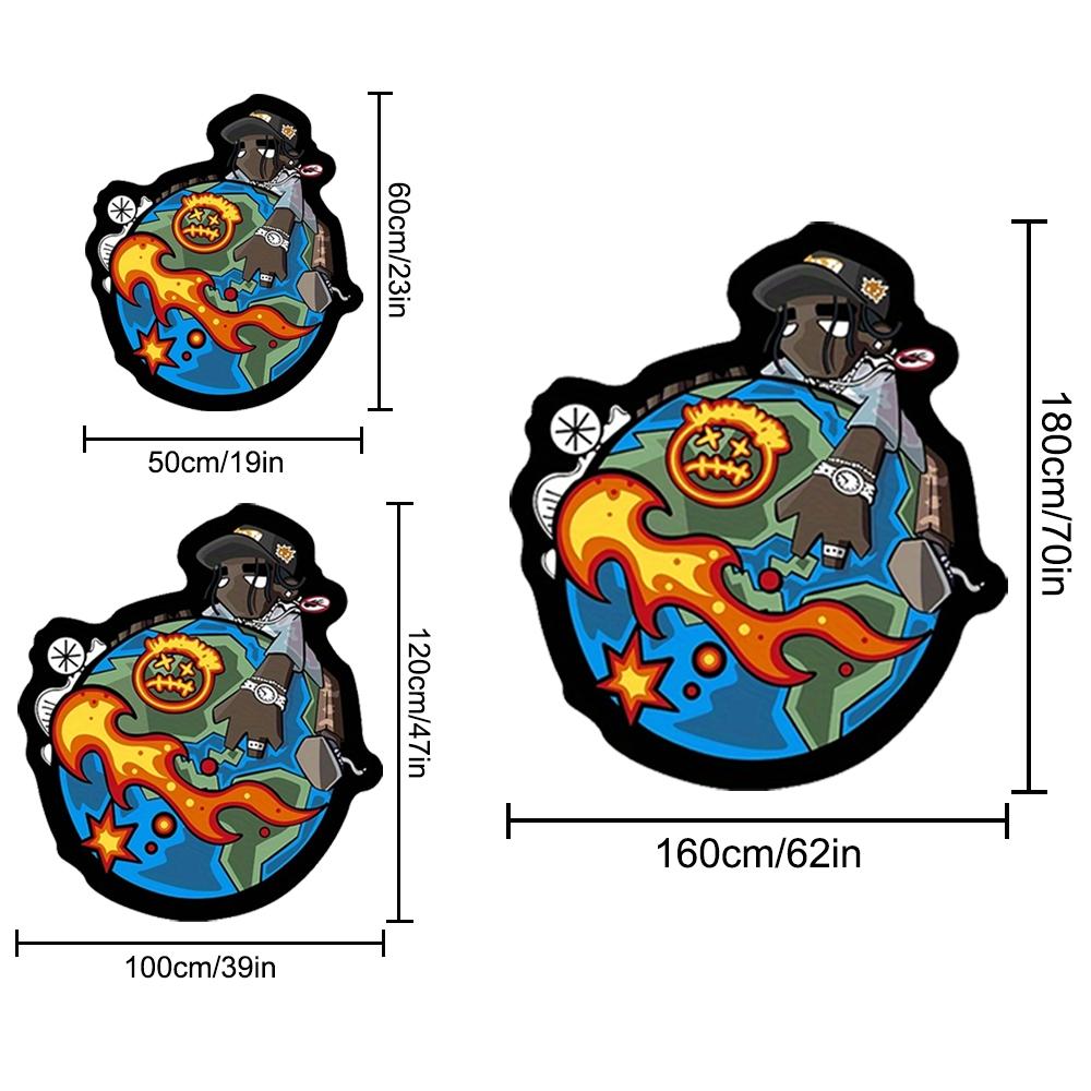 Creative Earth Cartoon Pattern Unique Rugs, 1 Count Soft Floor Mat, Decorative Carpet for Home Living Room Bedroom, Bedroom Abstract Rugs, Home Decor