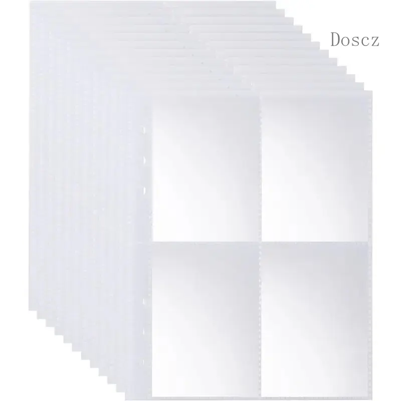 320 Pockets 6 Ring A5 Binder Inserts,   4 Pocket Card Binder Sleeves, 2.5x3.5 Inch Double Side for 6 Ring Binder, A5 Small Plastic Sleeves for Trading Card, Baseball Card, Photocard