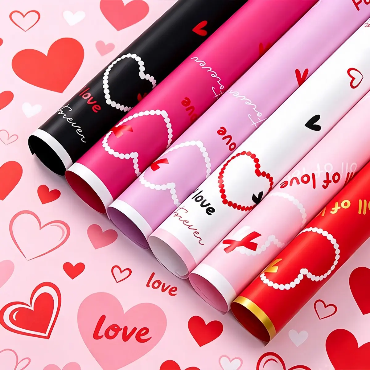 Full of Love Korean Bouquet Packaging Paper, Waterproof and Thickened Korean Paper, Korean Wrapping Paper, Valentine's Day, Weddings, Mother's Day, Thanksgiving, Teacher's Day Rose Shop Bouquet Window Gifts Gift Decorations