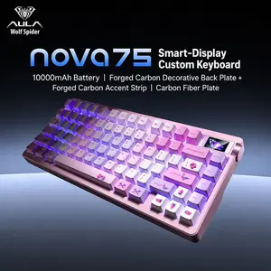 Aula Nova 75 Gaming Mechanical Keyboard, Triple Mode 80 Keys, Hot Swappable, HD Smart Screen with Knob, RGB Lighting, Compatible Windows/MAC/iOS, USB-C/ BT/ 2.4GHz