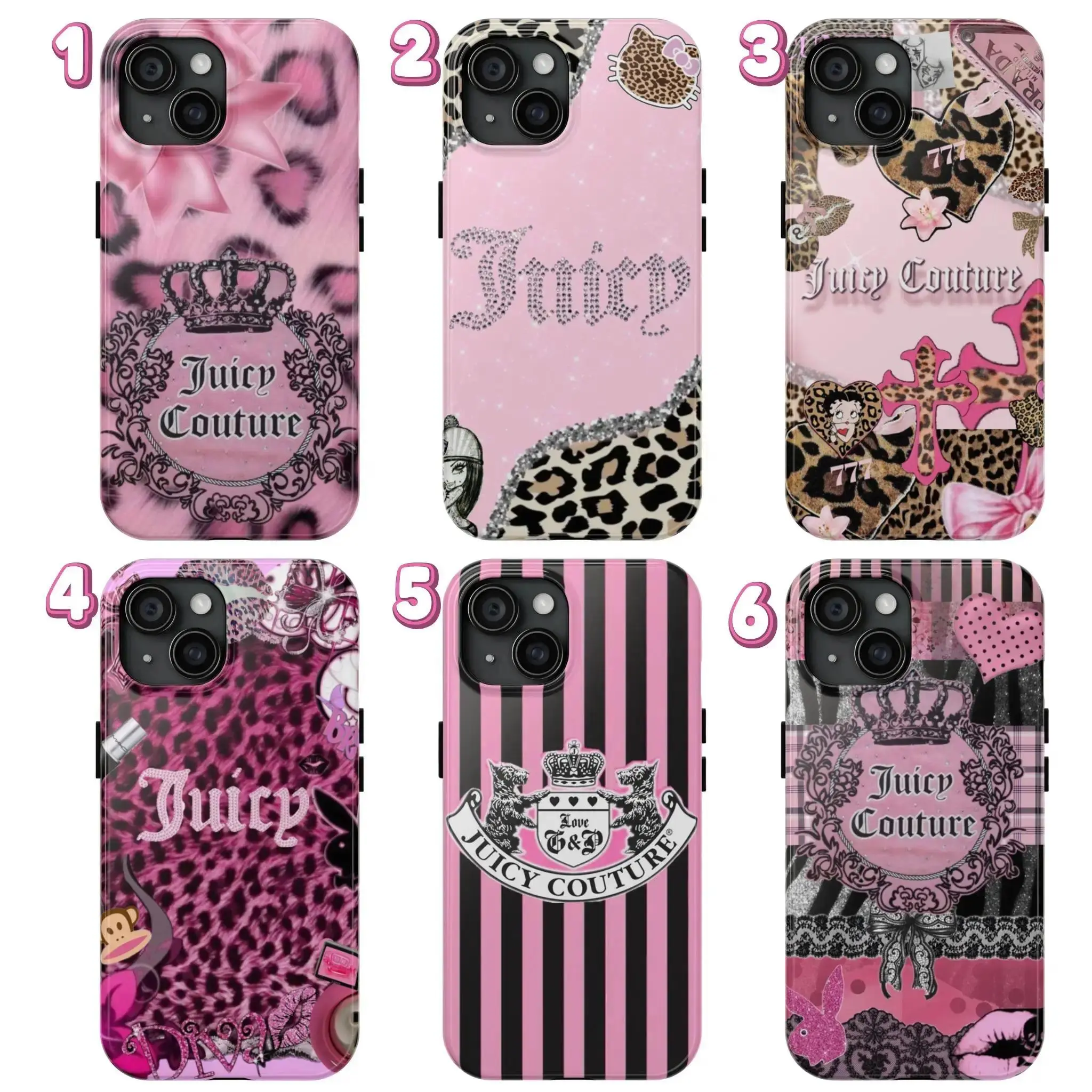 Juicy Couture Leopard Print Phone Case Suitable for iPhone 17-11 Pro Max/Plus and  Samsung Galaxy S23-25