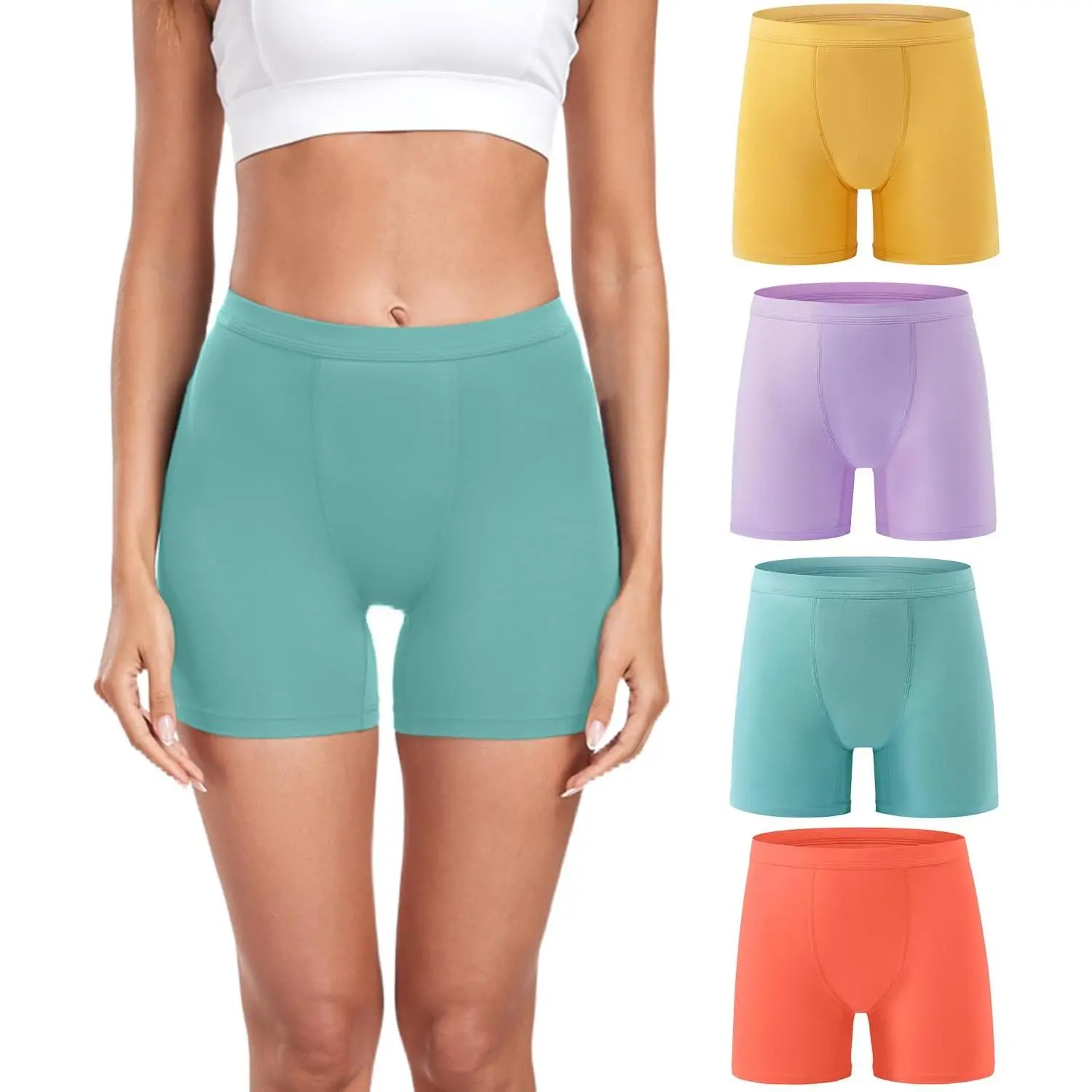 Women's Modal Boy Shorts Panties Soft Microfiber Boxer Briefs Underwear 4 Pack