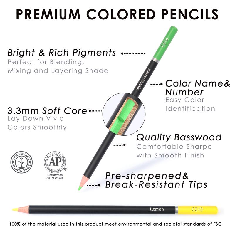 Oil Colored Pencil, 1 Set Professional 50/72 Colors Vibrant Color Artist Pencil Set with Pencil Sharpener and Eraser, Art Supplies for Adults Beginners