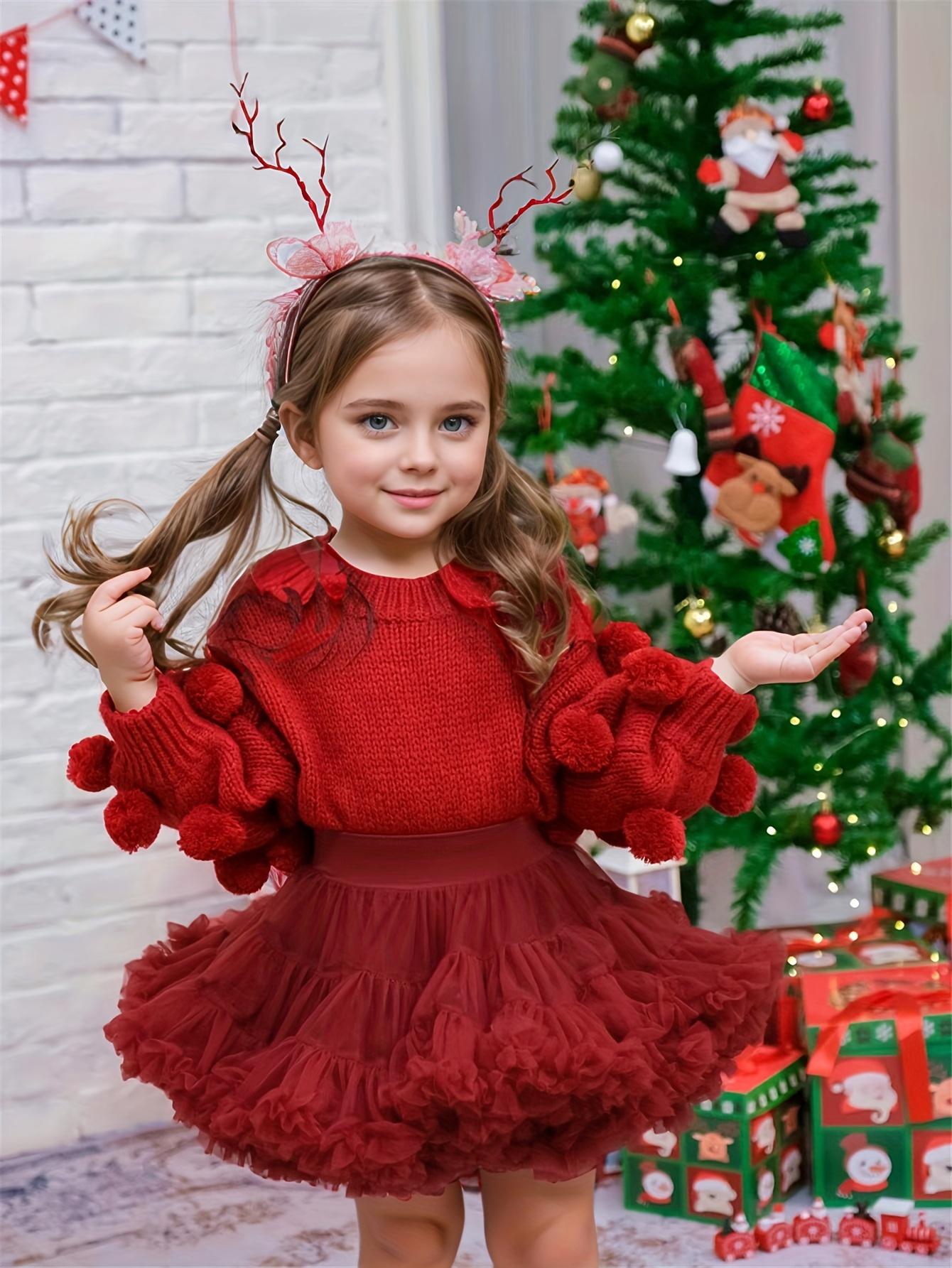 Girls' Burgundy Tutu Ballet Skirt with Wide Waist Belt - Puffy A-Line Princess Dress, Short Party Skirt for Christmas Nutcracker, Recitals & Photo Shoots - Machine Washable Dance  for &