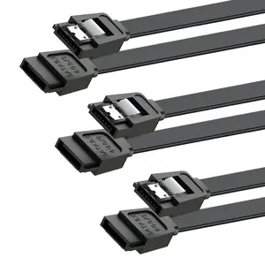 3 PCS 6Gbps Straight Angle 15 Inch SATA III Data Cable Compatible for SSD HDD SATA Hard Drive CD Driver CD Writer Black