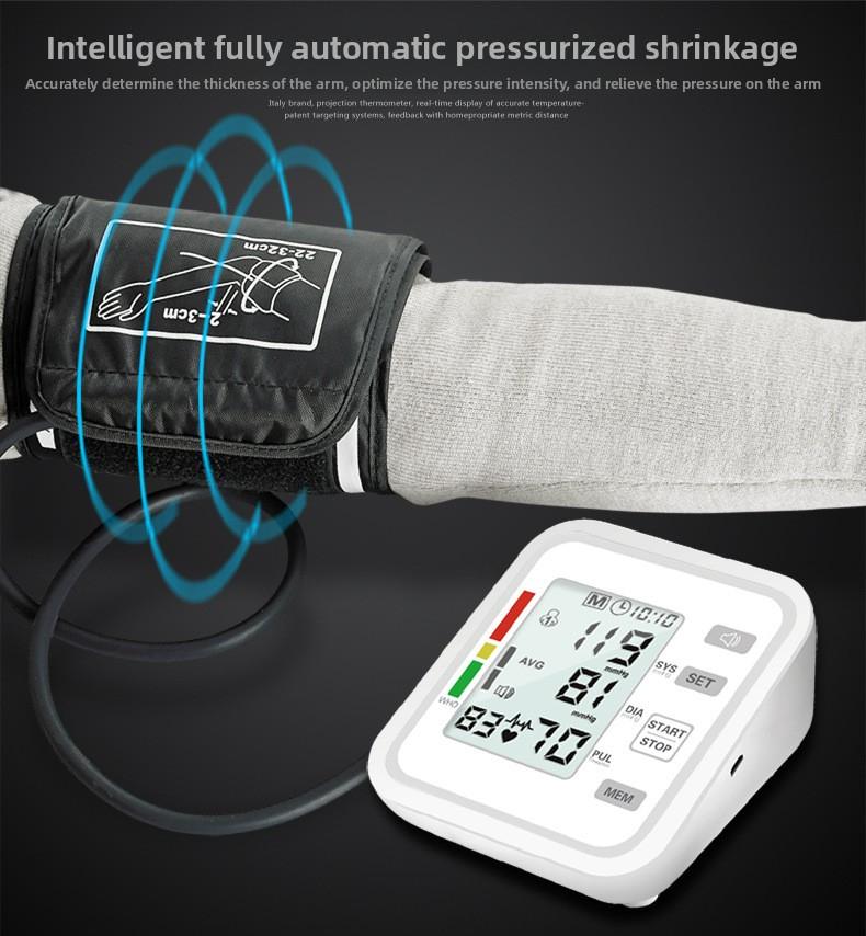 Fully Automatic Upper Arm Blood Pressure Monitor with Heart Rate Detection - Home & Medical Use Intelligent Voice Broadcast Fully Automatic Upper Arm Blood Pressure Monitor with Heart Rate Detection - Home & Medical Use Intelligent Voice Broadcast