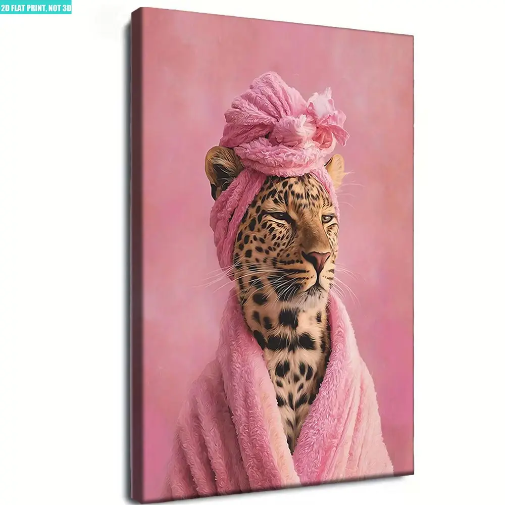 Retro Animal Art Canvas Wall Poster, Vintage Wall Art, Artistic Indoor Decoration, Leopard Print Frameless Decorative Painting, Easy-To-Hang for Bathroom Living Room Office Artwork, Leopard Print Design, Leopard Print Decoration church decor unique