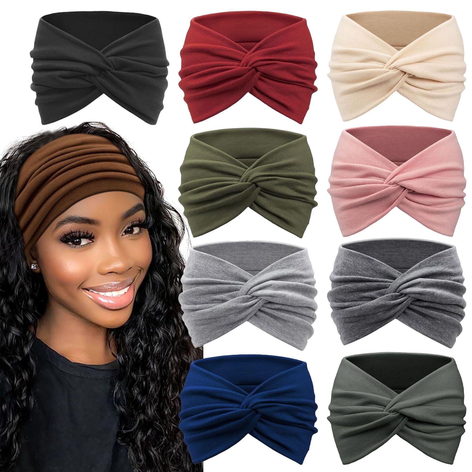 Women's wide sports headband - sweat-absorbent, face wash headband, retro chic hair tie - wholesale