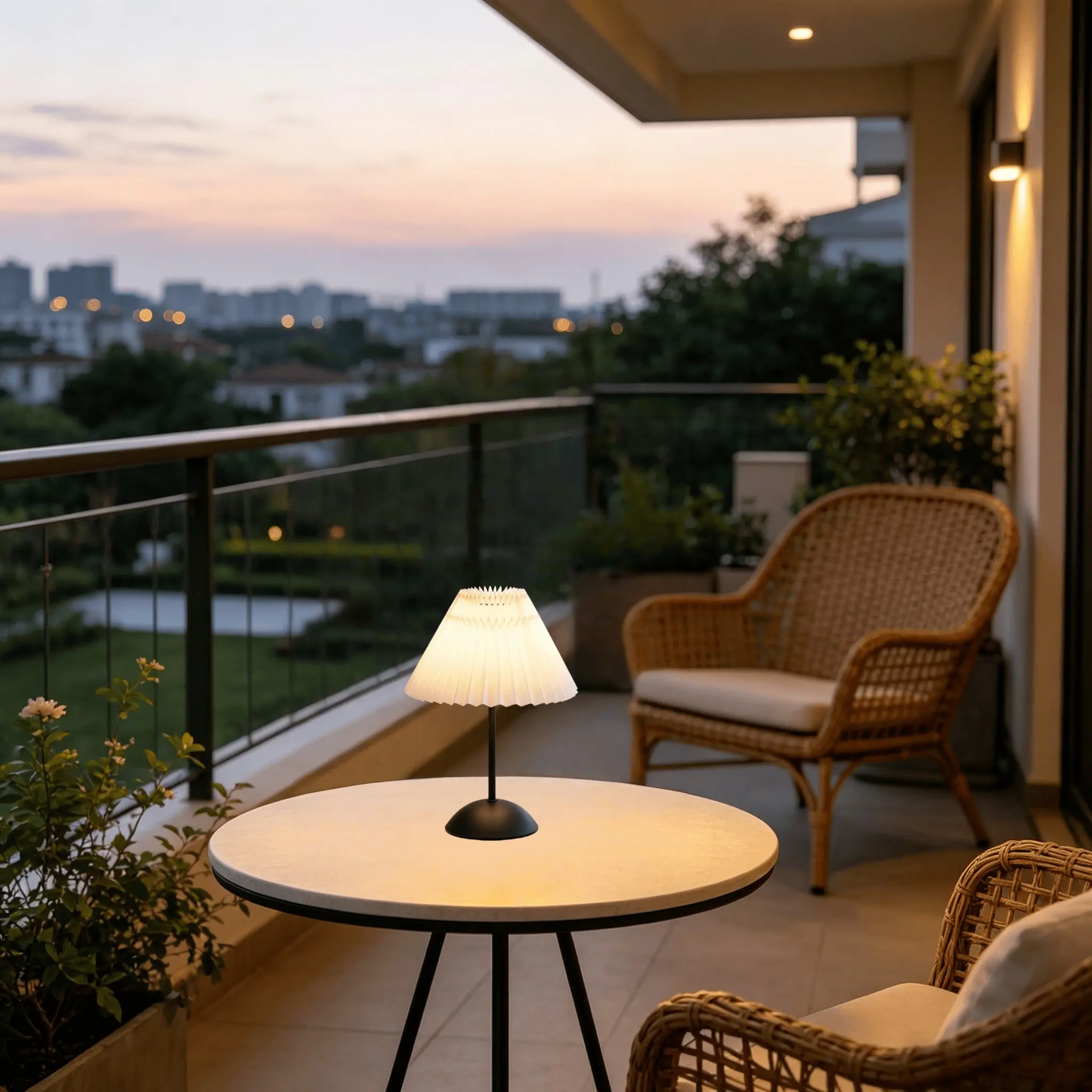 Modern Half-Circle Pleated Table Lamp, Button Wire Control, 3 Color Modes, 10 Brightness Levels, USB Powered, PVC Coated Fabric, Home Decor, Decorative Ambient Lamp
