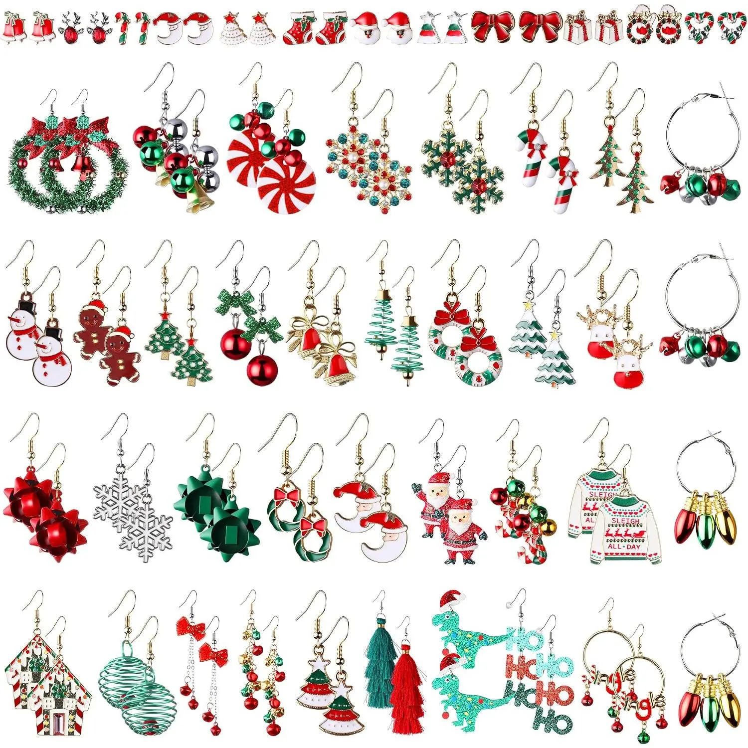 48 Pairs Christmas Earrings Set for Women Xmas Holiday Dangle Earrings Bulk Lady Cute Christmas Party  Gifts