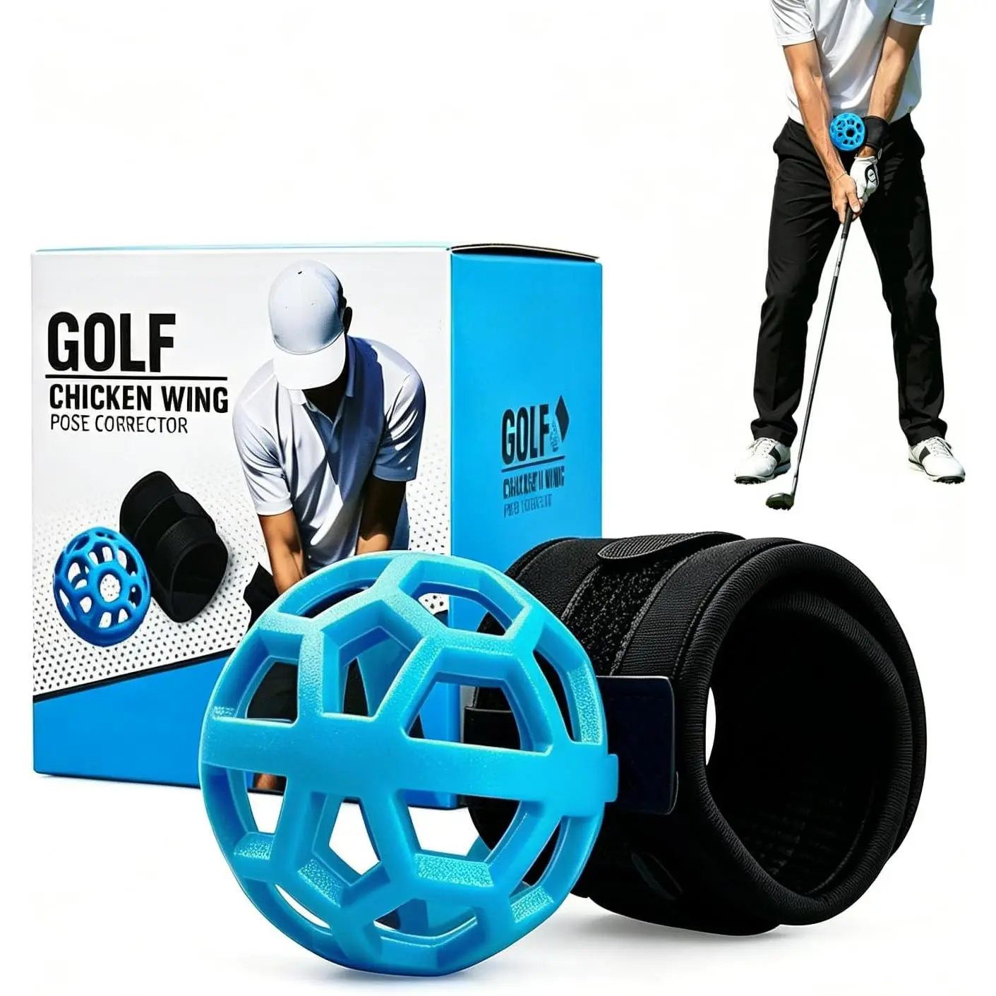 Golf  Aid Ball with Wrist Strap, Golf Swing Trainer for Arm Control, Swing Path & Consistency, Practice  Aid for Beginners Indoor Outdoor Use