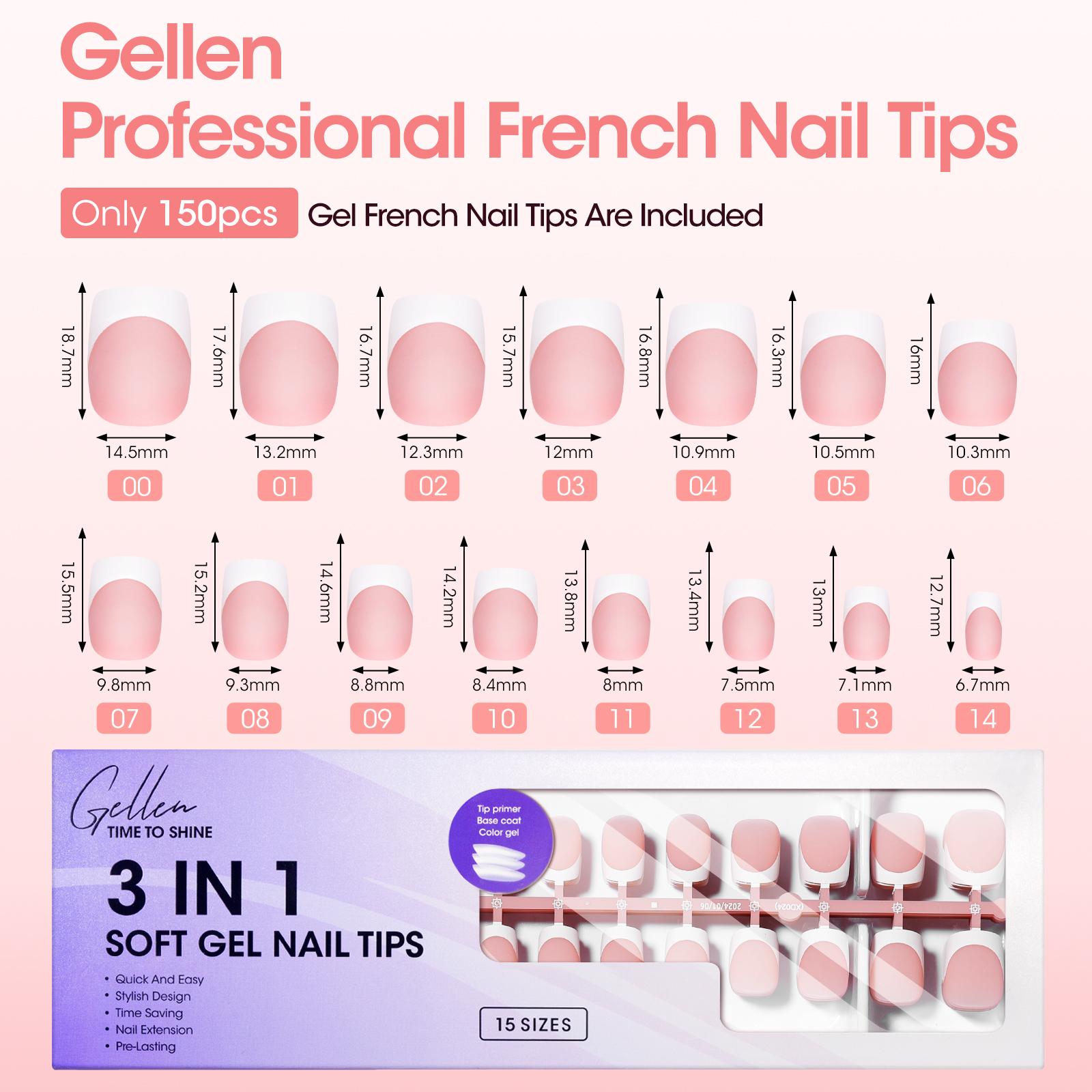 Gellen Milky Short French Tip Press-On Nails  (150pcs 15 sizes) NO glue included