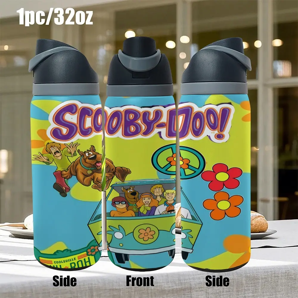 1pc Scooby-Doo Mystery Inc. Print Insulated Cup, 20oz/30oz/32oz, Stainless Steel, Leak-Proof, Camping Fitness Car Cup, Birthday Gift