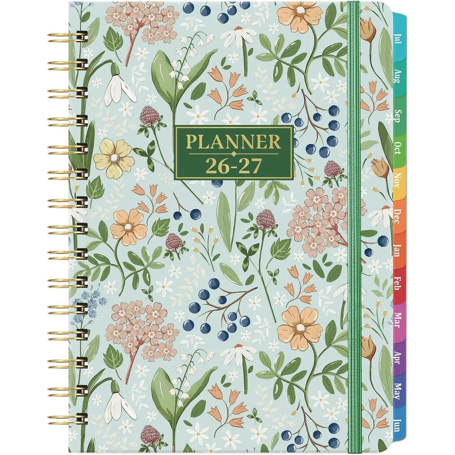 2026-2027 Academic Planner - Planner 2026-2027 from July 2026 - June 2027 with To-Do List, 6.3'' x 8.4'',  -Wire Binding, Inner Pocket, Elastic Closure - Green