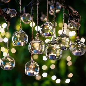 8 Clear Hanging Spherical Candlesticks, Durable PVC, Open Top Design, Shatterproof, Highly Transparent, Indoor/outdoor Decorations