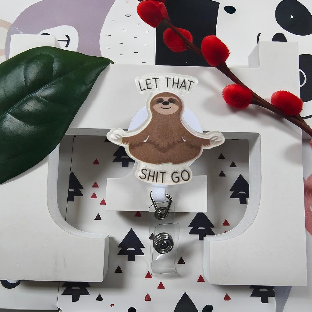 Sloth Design Retractable Badge Holder, 1 Count Cute Badge Scroll Badge Clip, ID Card Pack for Student Office Staff Doctor Nurse Teacher