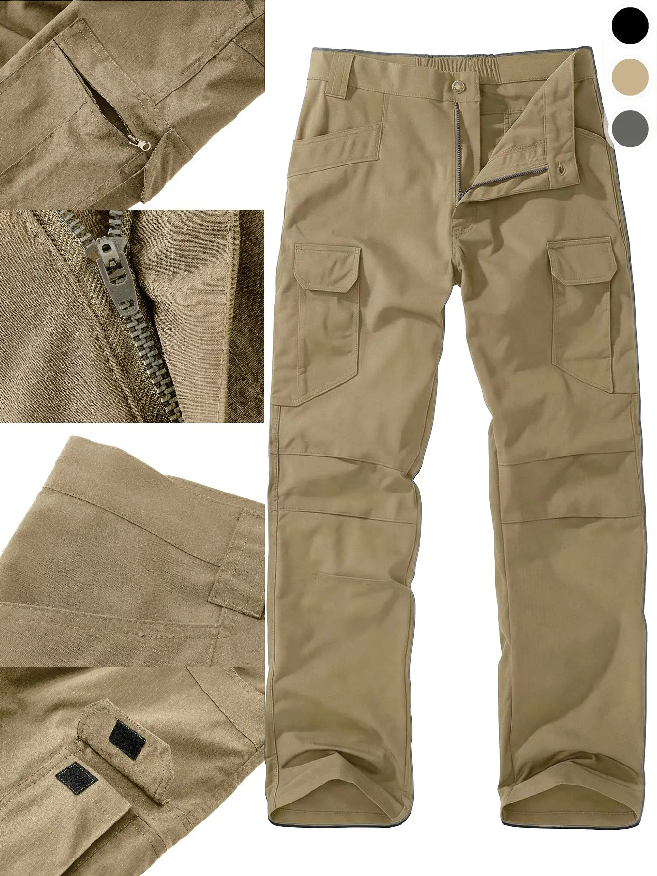 Men's Outdoor Cargo Pants, Waterproof, Durable, Multi-Pocket, Zip Pockets, Breathable, Comfortable, Moisture-Wicking, Casual Long Pants, Relaxed Fit Pants