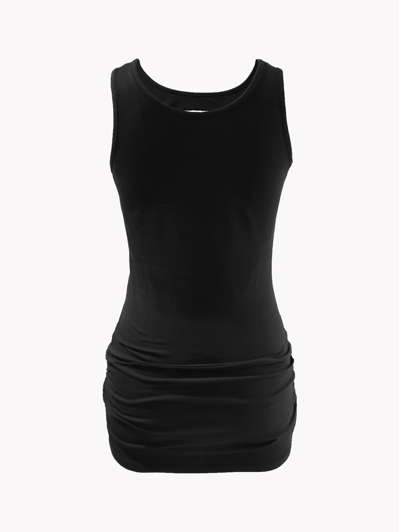 Women's Cut Out Sleeveless Tank Top with Ruched Sides, Soft Comfortable Fabric for Casual Daily Wear, Stylish and Versatile