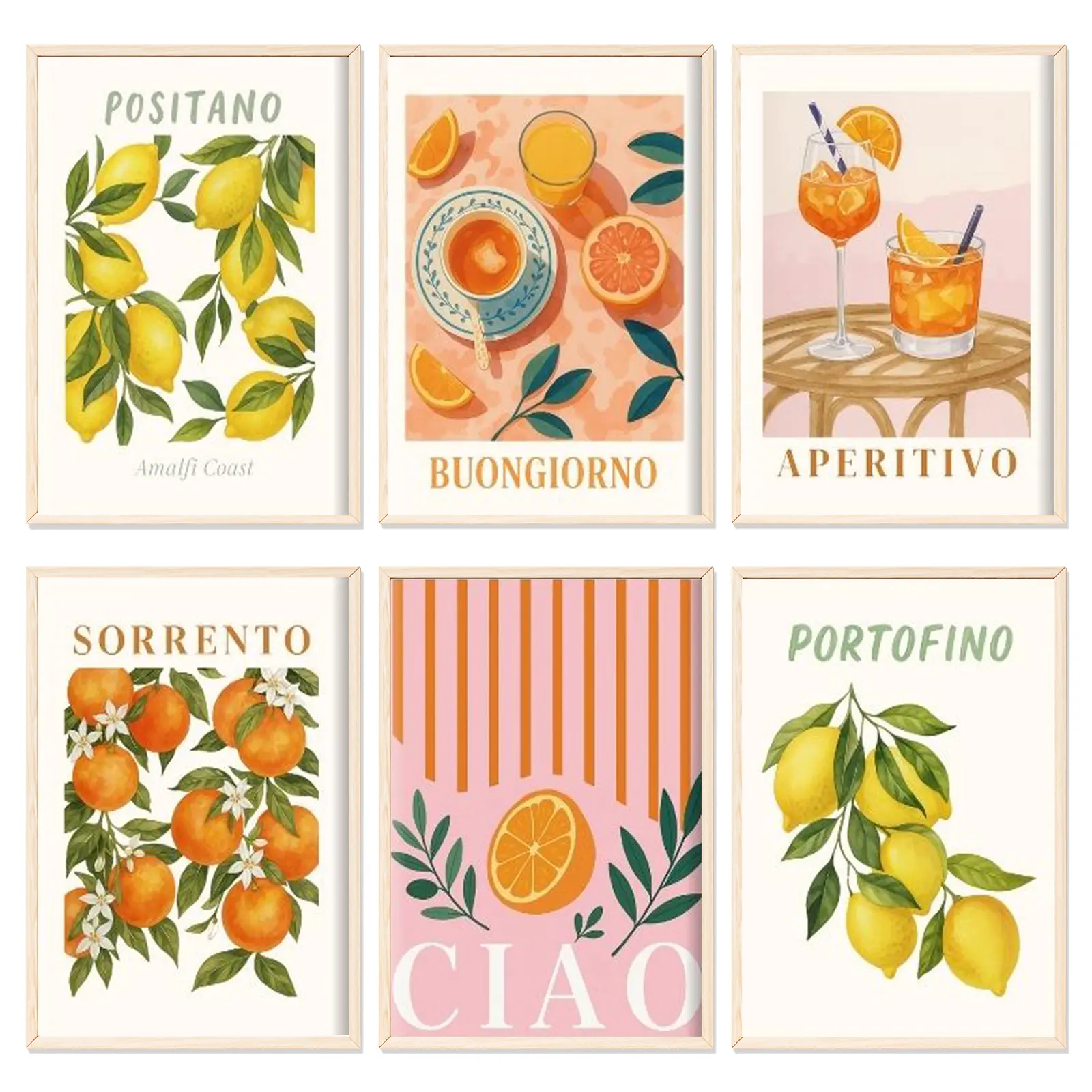 6pcs Paint By Numbers Kit for Adults Beginners - 8x12in / 20x30cm Color Canvas, Easy DIY Mediterranean Retro Citrus Coast Acrylic Painting Set, Diy Painting Supplies - Home Decor, Creative Gift for Birthday, Mother's Day and Christmas, Without Frame