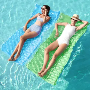 Inflatable Pool Floats Raft, Floating Lounge for Adults, 64x32 inch Swimming Mat Pool Mattress with Headrest, 2 Pieces Float Air Mat for Summer Water Beach Funfidget toys