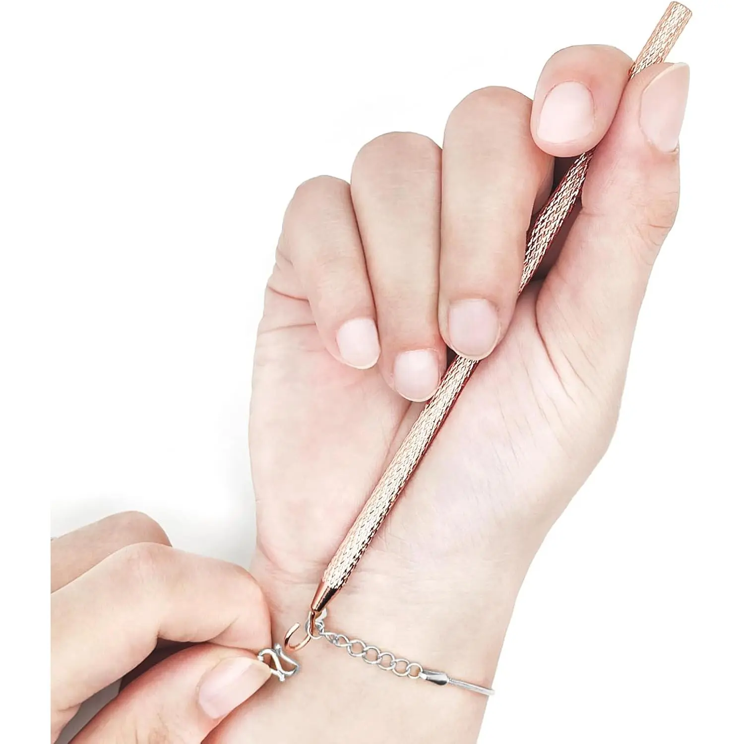 Bracelet Helper Tool Hook Bracelet Wearing Helper to Put  Yourself  Clasp Fastener Clip Tools for Women (Rose)