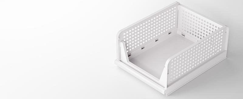 7CODE 5 Pack Stackable Closet Storage Basket, Multifunctional & Foldable Closet Organizer for Bathroom Kitchen Laundry Room Wardrobe Storage, Space-Saving Clothes Storage Drawer Organizer, White