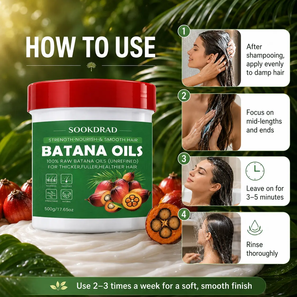 Batana Oil, Raw Unrefined, Nourish Hair, Smooth Hair, Strengthen Hair, Thicker Fuller Healthier Hair, 500g