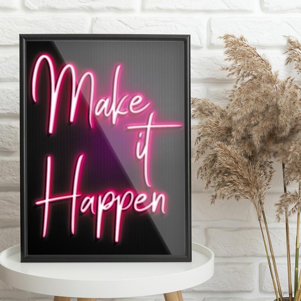 Neon Sign Canvas Painting, 4 Counts/set Modern Encouragement Letter Pattern Wall Art, Wall Decor for Home Living Room Bedroom, Ornaments