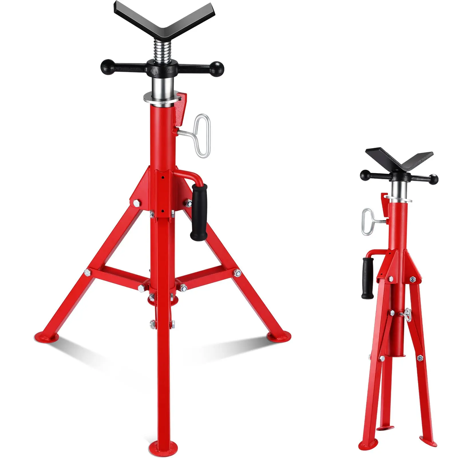 GARVEEV Head Pipe Jack Stand Adjustable Height 28-52 inches with 2500 lb Load Capacity, Foldable Portable Carbon Steel, Durable Triangular Base for Welding, Metalwork, Automotive, Construction Projects