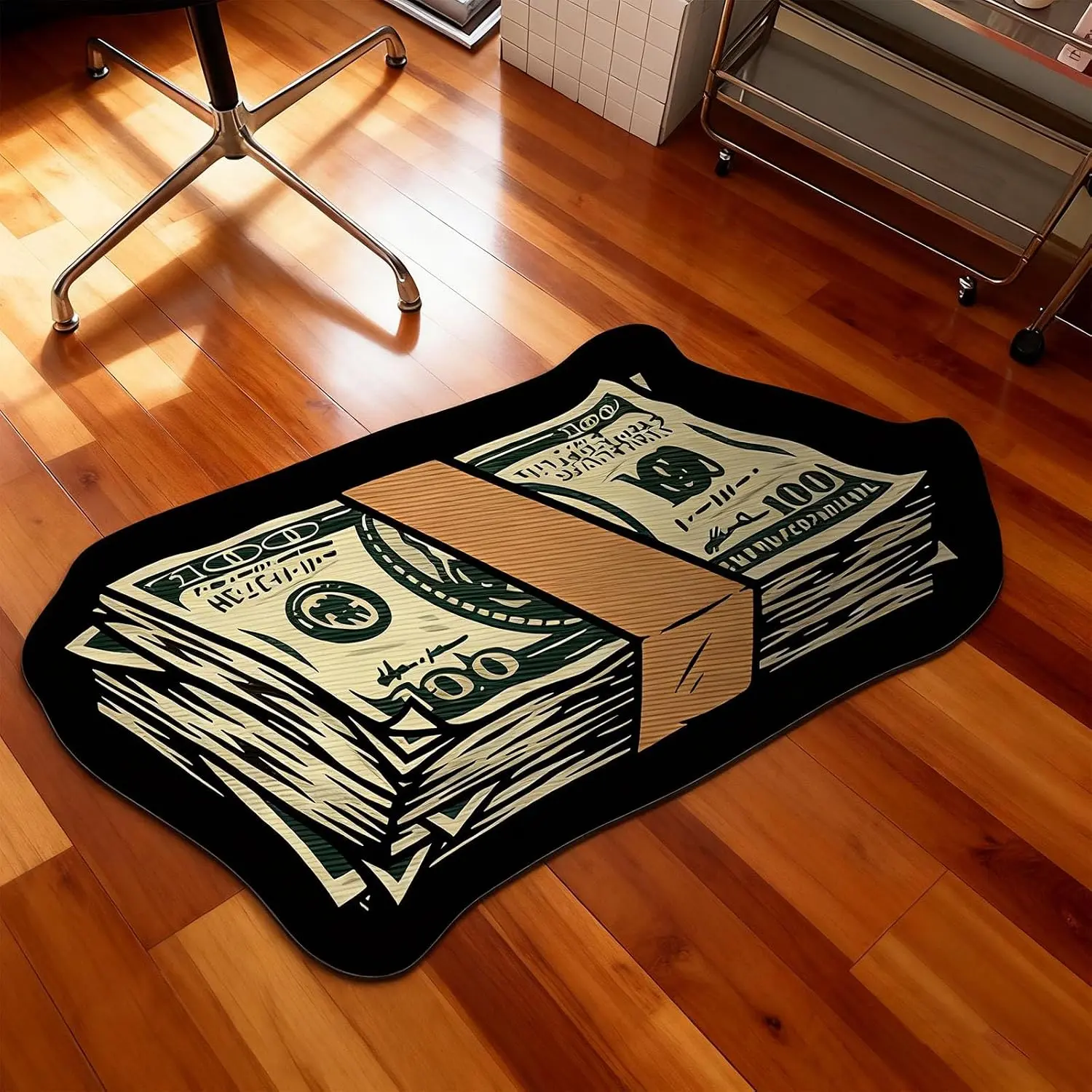 100 Dollar Bill Rug Money Rug Cool Rugs for Bedroom Cozy Soft Bedroom Carpets Living Mat Decoration Be Absorbent Rugs Room Door Mat (A1)