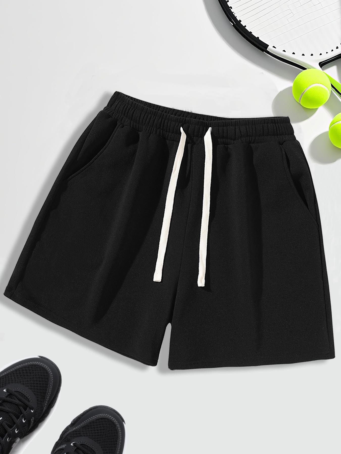 Unisex Drawstring Waist Shorts, Athleisure Casual Shorts, Soft Comfortable Solid Color Basic Style, Suitable for Casual Sports Outdoor Activities