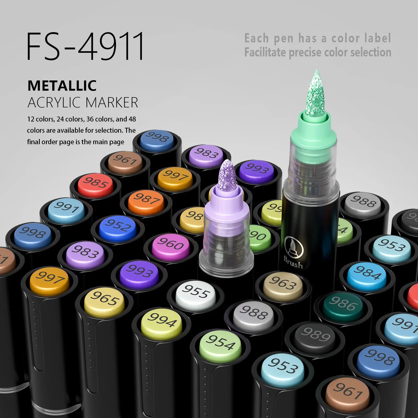 Metallic Color Markers 12/24/36/48 Colors, Non-Transparent Art Pens for Drawing, DIY Anime, School Supplies, New Condition