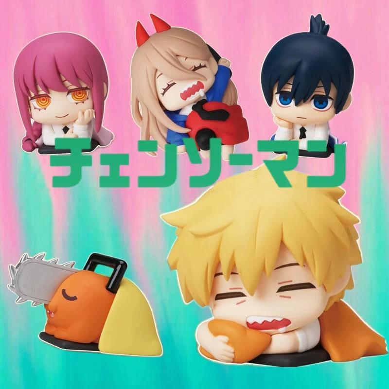 Cute Chainsaw Man Power Figure Anime Aki Denji Statue Makima Sleeping Action Figurine Desk Decoration Table Accessories Toy Gift