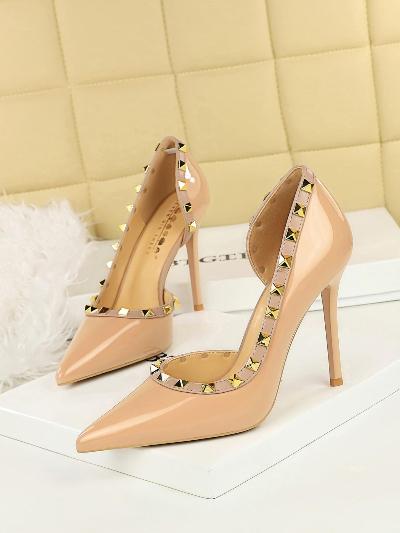 Women's Fashionable Studded Decor High Heel Shoes, Stylish Elegant Pointed Toe Slingback Pumps, Stiletto Heels for Party, Daily Clothing Decor for Women & Girls, Classy, Shoe Embellishments