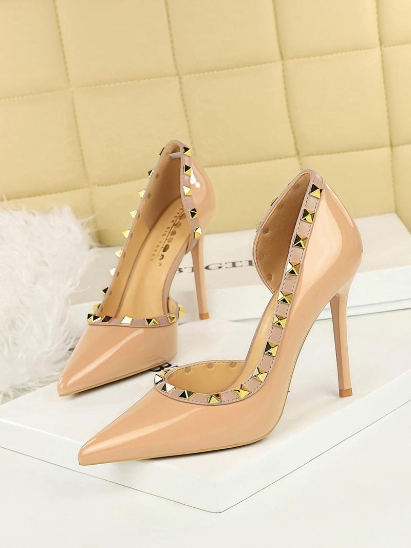 Women's Fashionable Studded Decor High Heel Shoes, Stylish Elegant Pointed Toe Slingback Pumps, Stiletto Heels for Party, Daily Clothing Decor for Women & Girls, Classy
