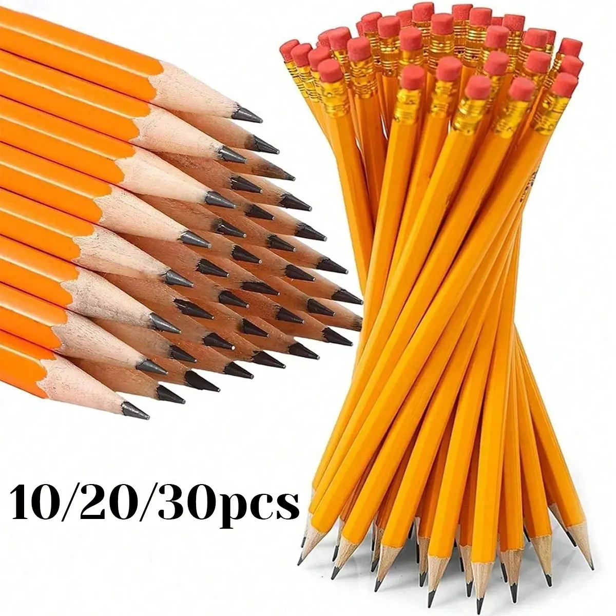 Hb Graphite Pencil Set with Eraser and Sharpener, 10/20/30 Pieces, Ideal for School, Office, Sketching, Wedding Party Gifts
