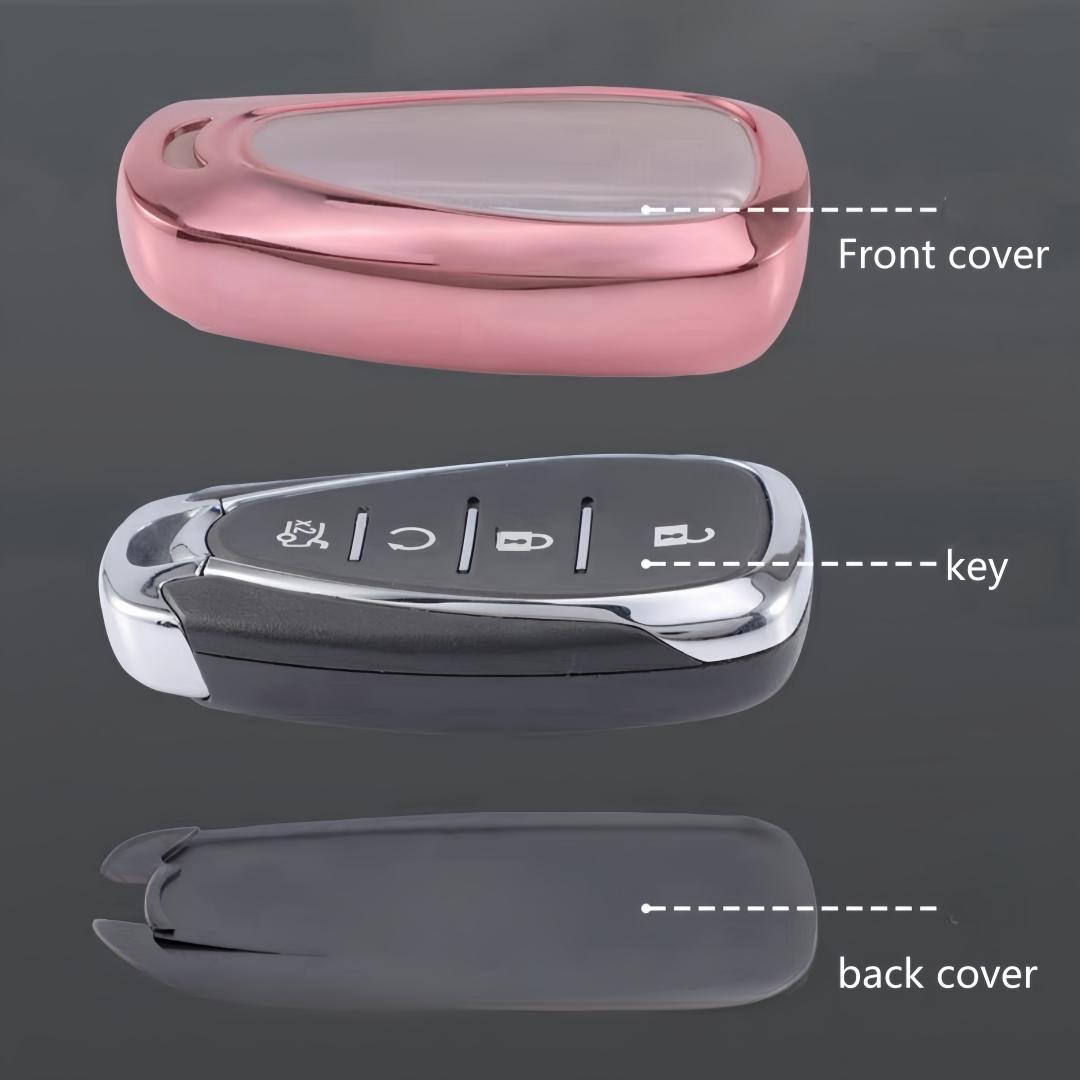 Car Key Case with Keychain, TPU Key Bag, Stylish Key Protector for Chevy Keys, Fashionable Car Accessories for Chevrolet Smart Key