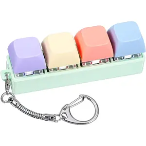 Fidget Keyboard Clicker, Keyboard Keychain of 4 Colors Decompression Keycap Button Stress Relief Gifts for Adult Women to Relief Stress Pass Timefidget toys